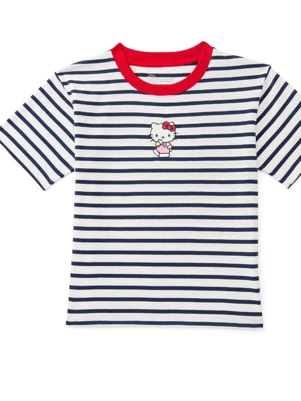 NWT Wonder Nation Hello‎ Kitty Striped Tee Girls S 6/7 Blue Red Embroidered